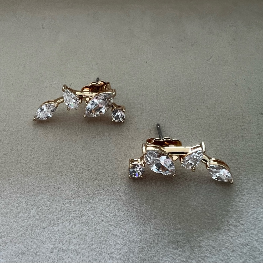 Cubic zirconia crawler earrings
